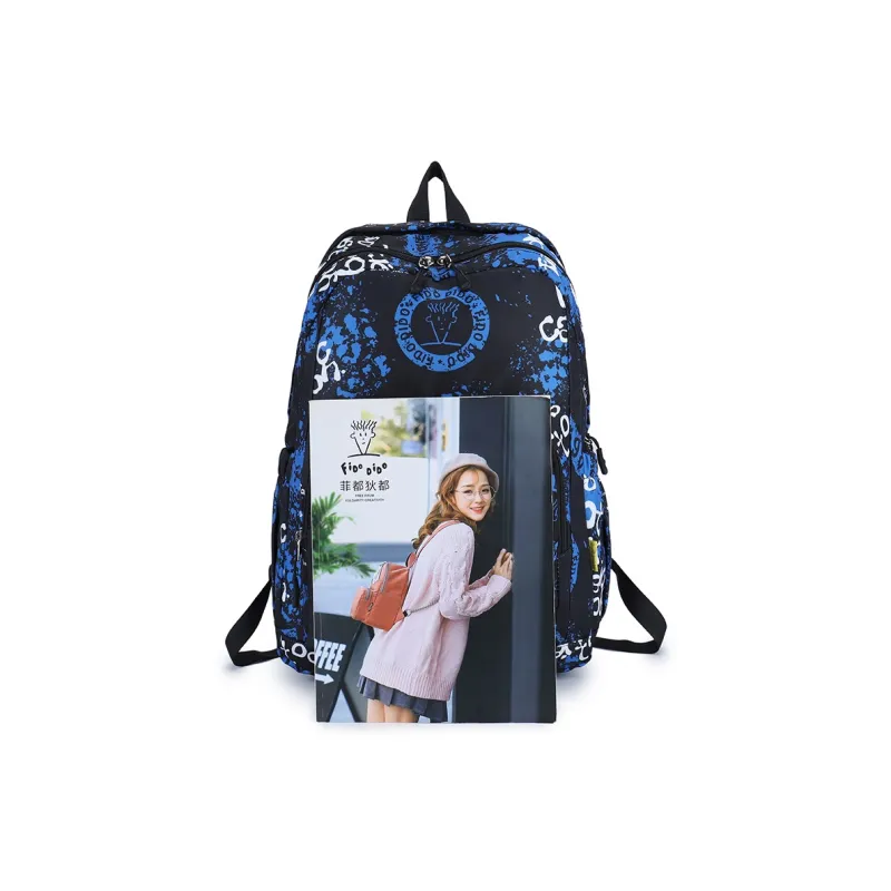 FIDO DIDO Nylon Fabric Travel Bag Backpack Regular Unisex Blue-13
