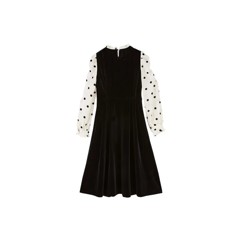 XIANGYING Long Sleeved Dress Women's Black-1