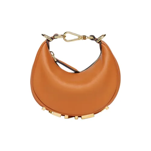 FENDI Fendigraphy Calfskin Wrist Bag Nano Women's Brown