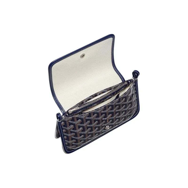 GOYARD Canvas With Leather Envelope Bag Crossbody Bag Shoulder Bag Unisex Dark Blue With Deep Pink Heart Design-4