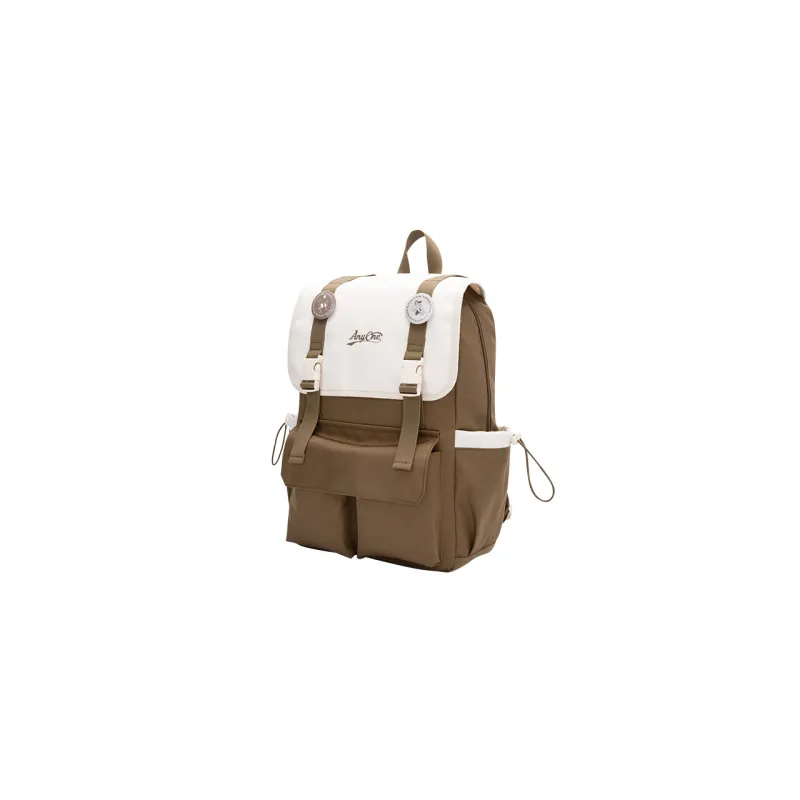 SEM/R Nylon Laptop Backpack Large Size Unisex Cream / Caramel Brown / Black-4