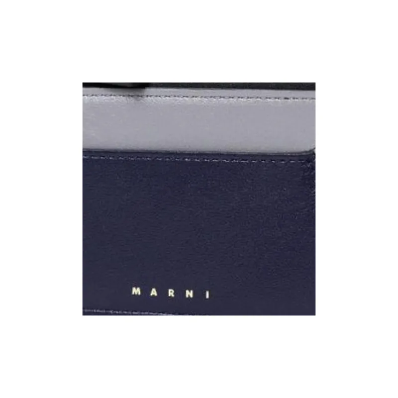 MARNI Calfskin Card Holder Women's Marine Blue & Gray-1