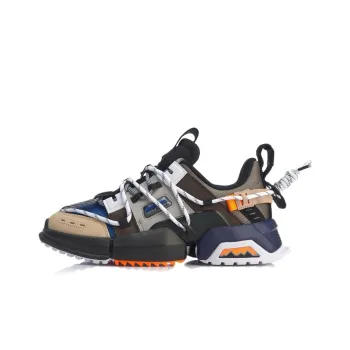LiNing Durable Breathable Low Top Chunky Sneakers Men's Black Brown