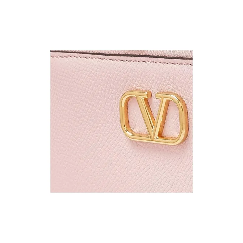 Valentino Grain Leather Card Holder Women's Water Lilac-2