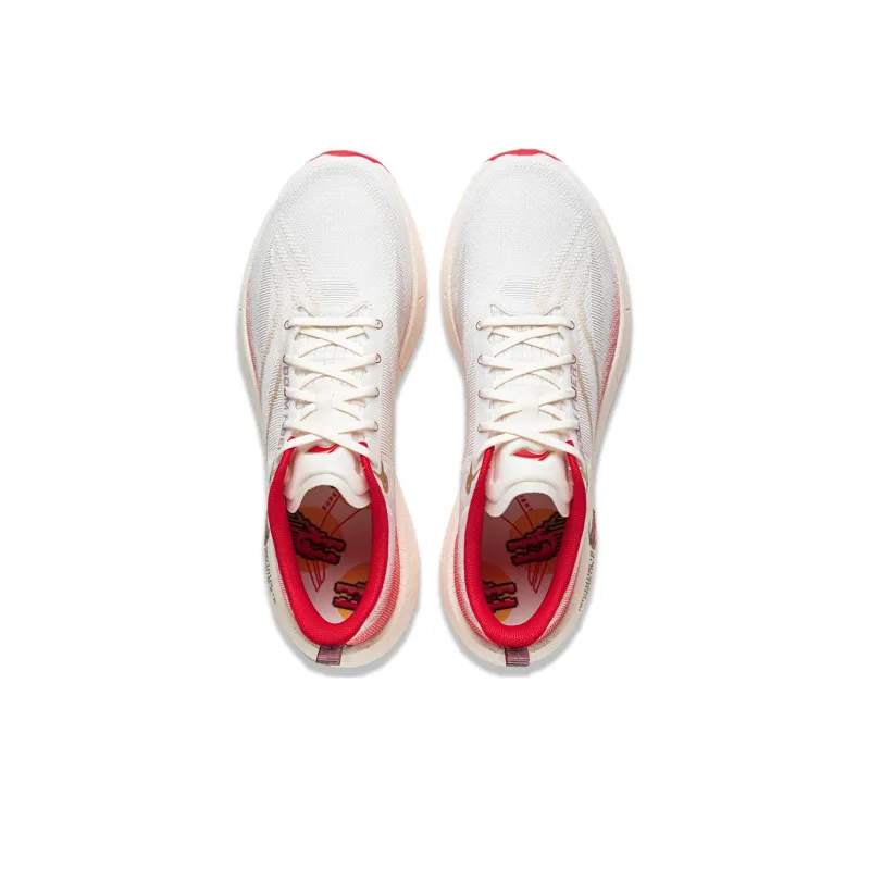 LiNing Super Light 21 Cushioning Anti Slip Wear Resistant Breathability Low Top Running Shoes Women's White Red-4