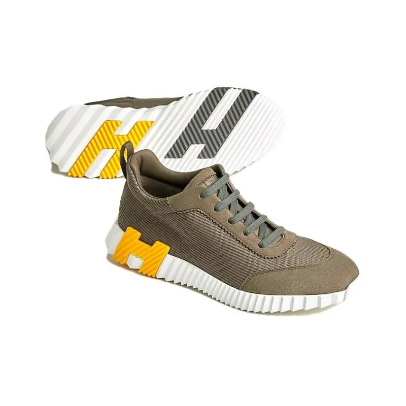 HERMES Bouncing Low Top Casual Shoes Men's Umber-4