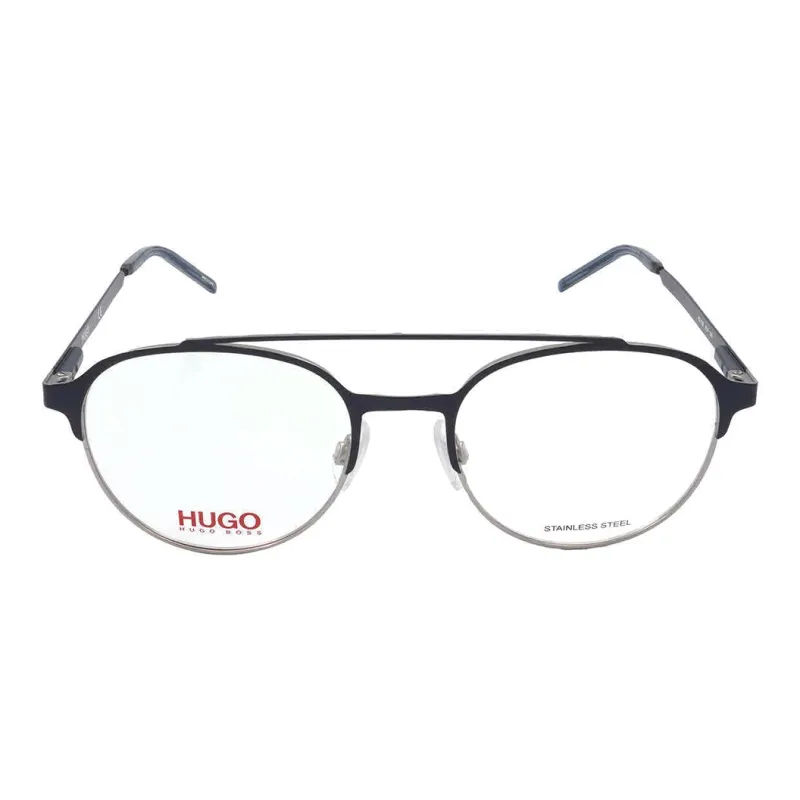 HUGO BOSS Stainless Steel Metal Aviator Eyeglass Frames Men's Black-0