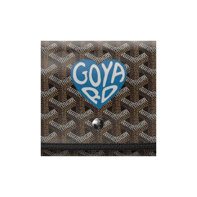 GOYARD Plumet Canvas With Leather Envelope Bag Clutch Crossbody Bag Shoulder Bag Unisex Black/Blue Small Heart Edition-5