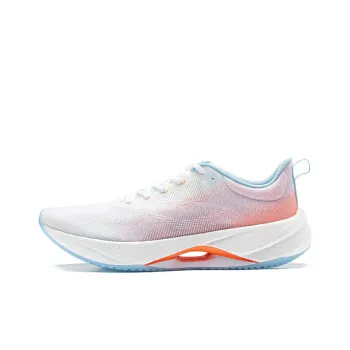 LiNing Super Light 21 Cushioning Anti Slip Wear Resistant Breathability Low Top Running Shoes Women's White Orange