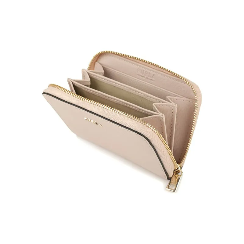 Furla Leather Wallet Mini Women's Beige-4