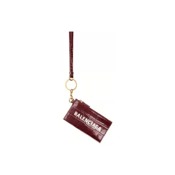 Balenciaga Calfskin Card Sleeve Card Holder Card Case Men's Deep Red