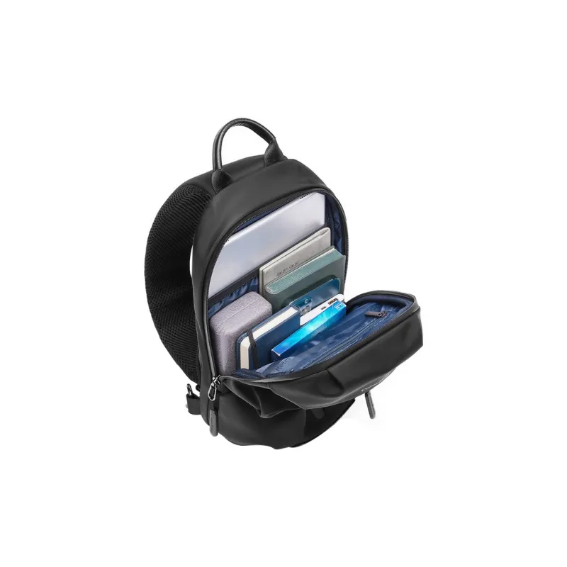 COLINS KEIRS Nylon Fabric Backpack Shoulder Bag Crossbody Bag Sling Bag Medium Size Unisex Black-6