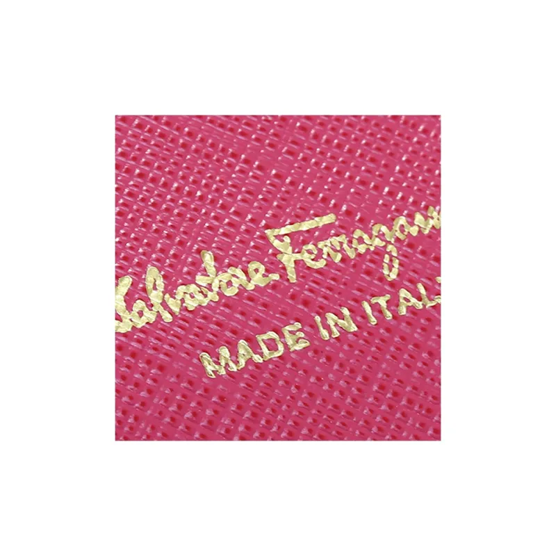 FERRAGAMO Cow Leather Money Clip Clutch Wallet Women's Rose Red-3