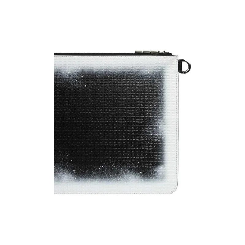 GIVENCHY Calfskin Clutch Large Size Men's Black/White-4