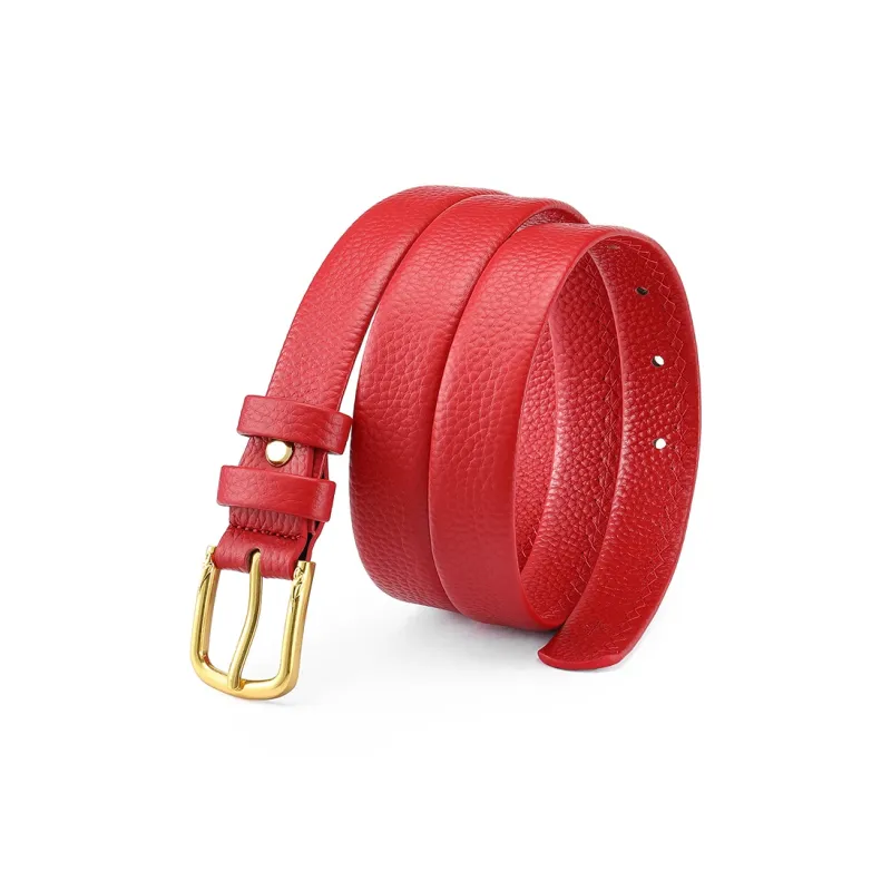 FAIRWHALE Top Grain Cow Leather Alloy Pin Buckle Slim Waist Genuine Leather Belt Women's Width 2.5CM-2
