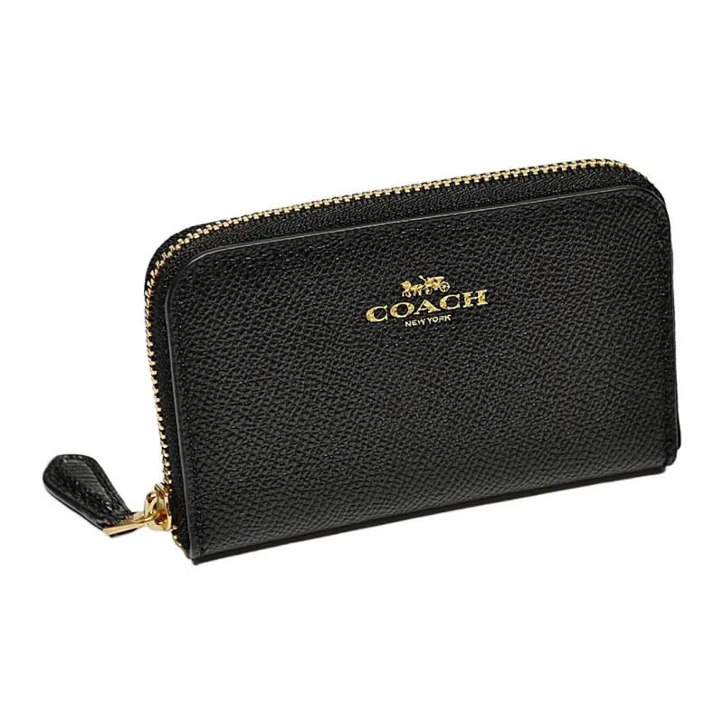 COACH Leather Coin Purses Wallets Women's Black-1