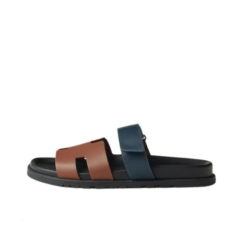 HERMES Chypre Slide Slippers Men Brown