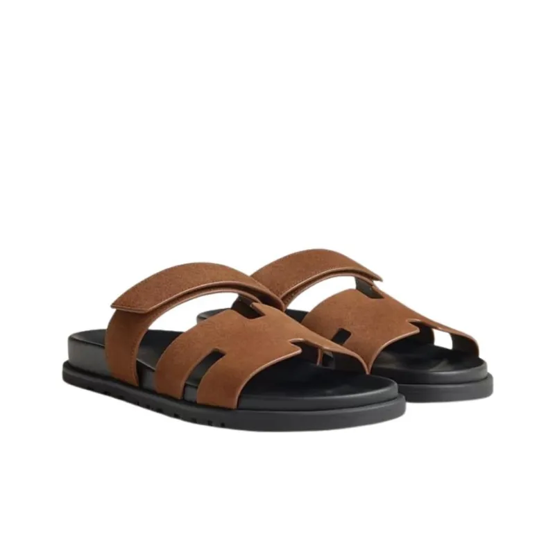 HERMES Chypre Rubber Sole Slide Slippers Men's Umber-2