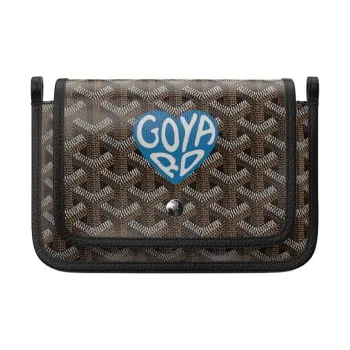 GOYARD Plumet Canvas With Leather Envelope Bag Clutch Crossbody Bag Shoulder Bag Unisex Black/Blue Small Heart Edition
