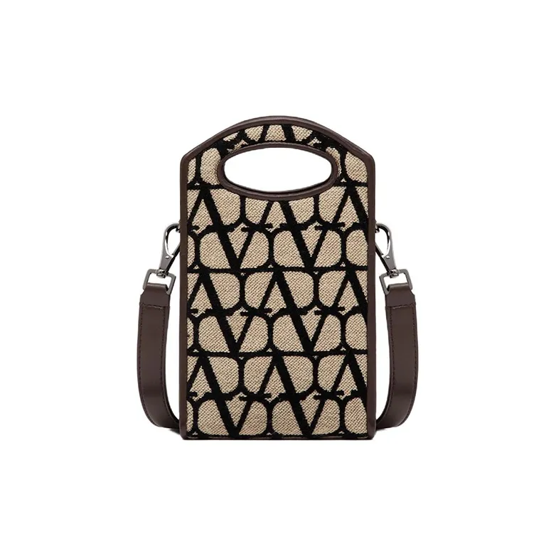 Valentino Leather Trim Crossbody Bag, Shoulder Bag Mini Men's Beige & Black-0