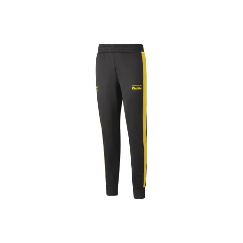 PUMA Knitted Sports Pants Men's Black-Yellow