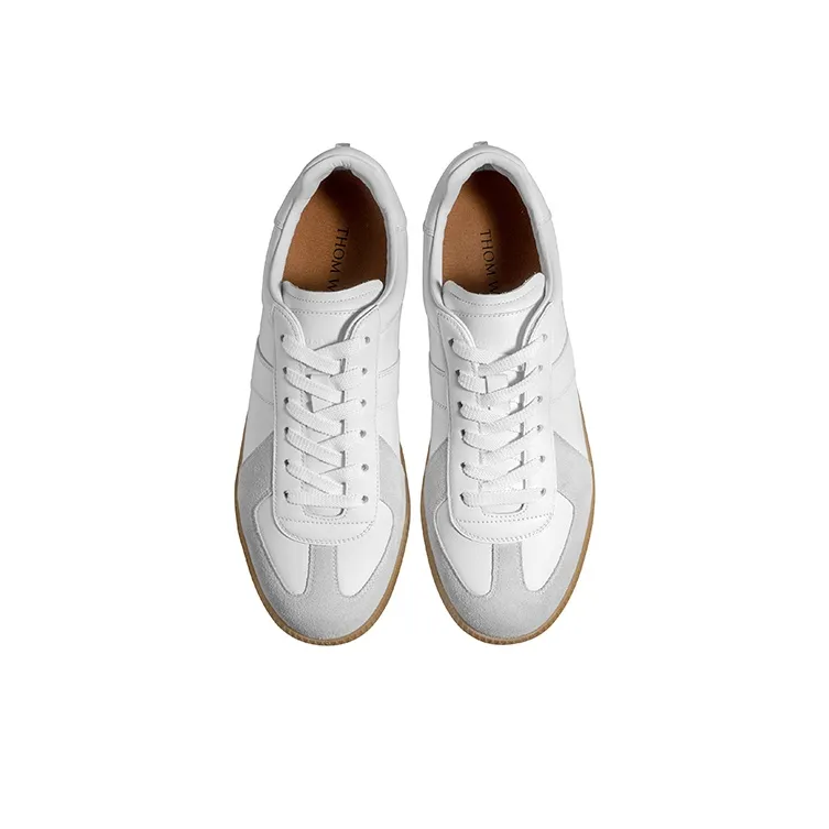 THOM WILLS Classic Vintage German Army Trainers Low Top Skateboard Shoes Unisex White-2