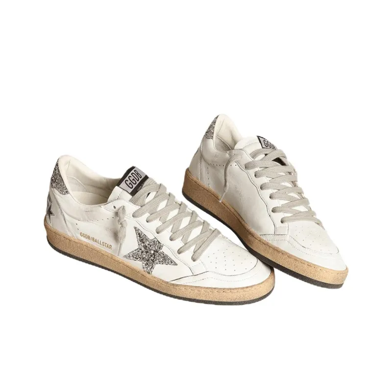 Golden Goose Ball Star White Silver Glitter Women's-2
