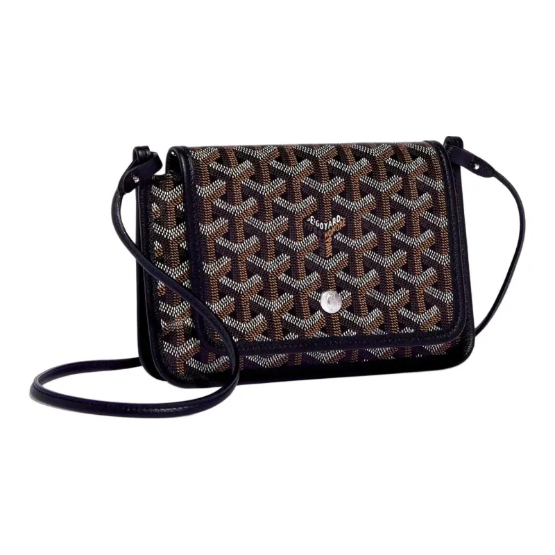 GOYARD Plumet Canvas With Leather Envelope Bag Clutch Crossbody Bag Shoulder Bag Unisex Black/Blue Small Heart Edition-1