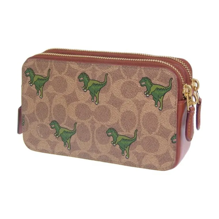 COACH Kira Artificial Leather Clutches Shoulder Bag Crossbody Bag Small Size Women's Tan-4