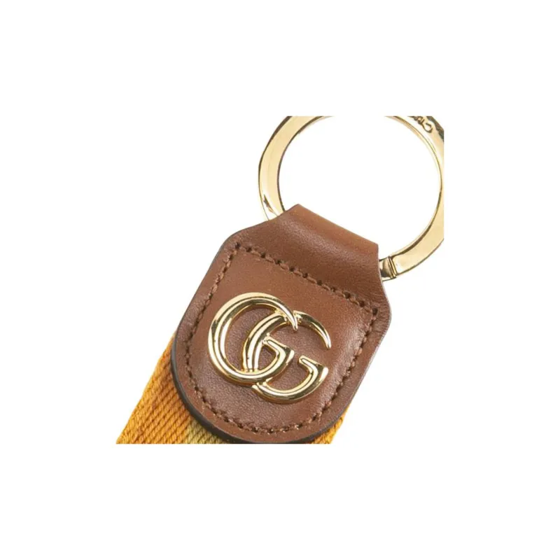 GUCCI Ophidia Canvas With Leather Key Ring Bag Accessories Unisex Orange-2