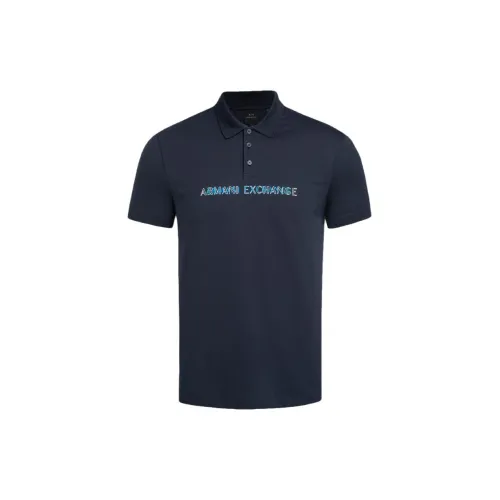 ARMANI EXCHANGE Polo Shirts Men Navy Blue