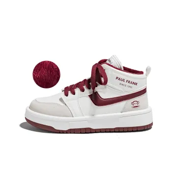 PAUL FRANK Anti-Slip Wear-Resistant High-Top Skateboard Shoes Unisex Jam Red
