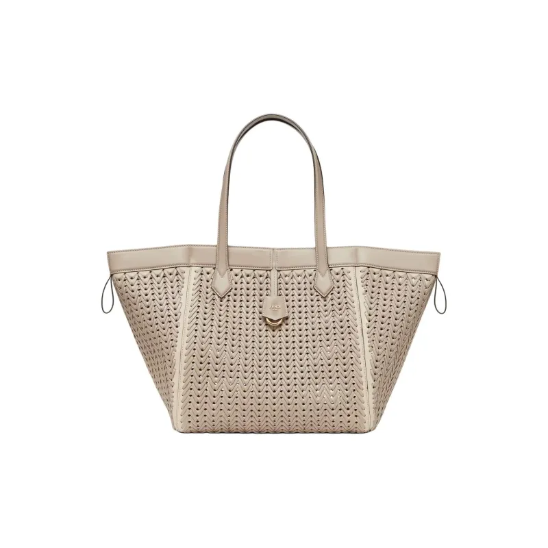 FENDI Leather Tote Bag Shopping Bag Bucket Bag One Shoulder Handbag Large Size Women's Gray-2