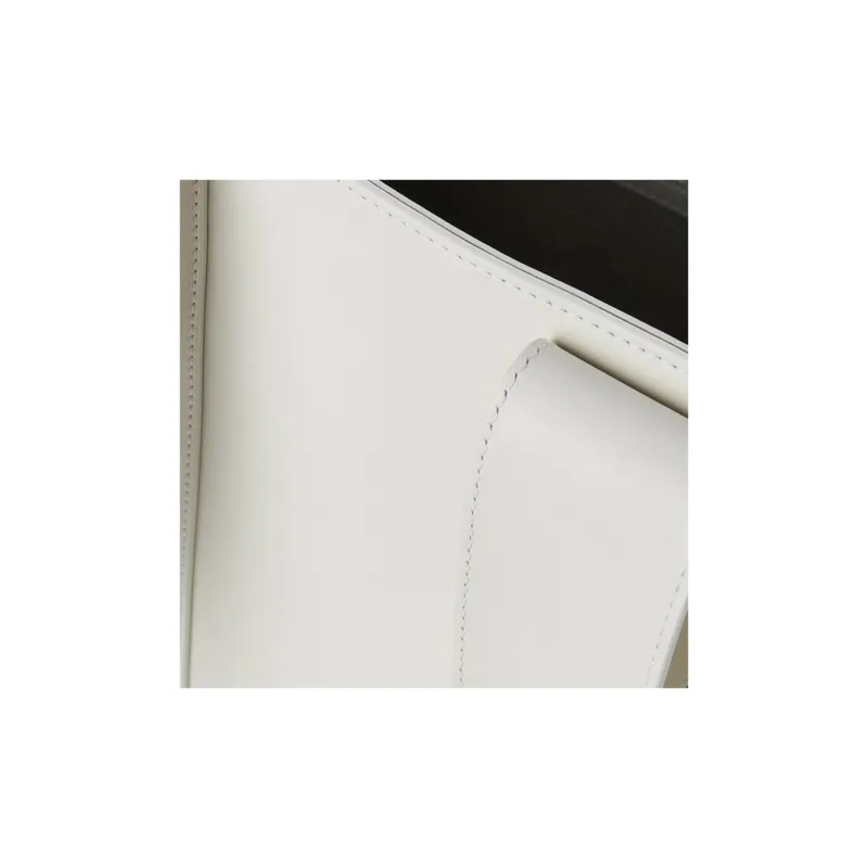 Chloe Woody Smooth Calf Leather Tote Bag, Shopping Bag, Shoulder Bag, Handbag Medium Size Women's White-4