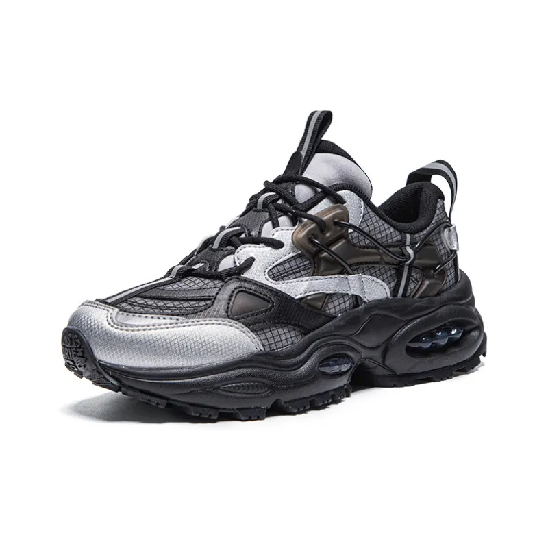 Kappa Cushioning Low Top Chunky Sneakers Unisex Black Silver-2