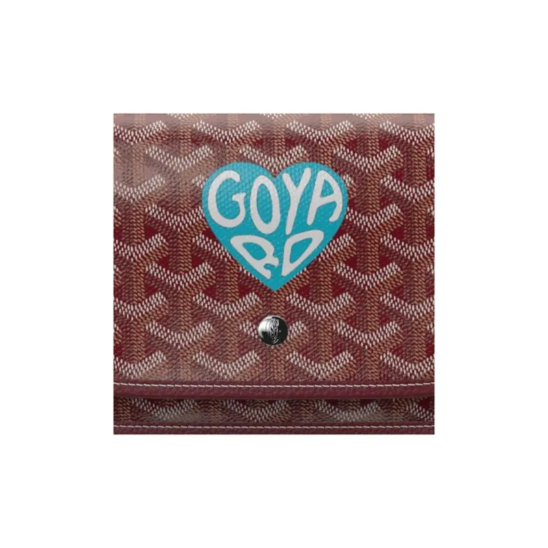 GOYARD Canvas With Leather Envelope Bag Crossbody Bag Shoulder Bag Unisex Burgundy Green Turquoise Blue Small Heart-5