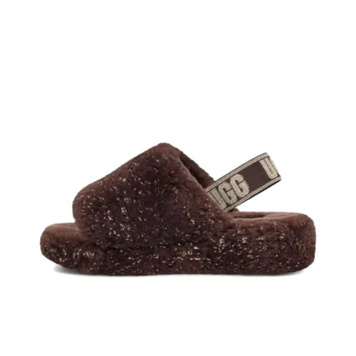 UGG FLUFF YEAH One Strap Sandals Women's Brown