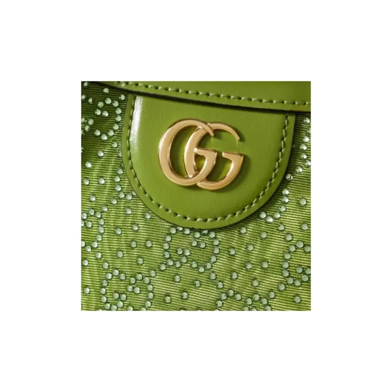 GUCCI Canvas With Leather Canvas Bag Daphne Bag One Shoulder Handbag Mini Women's Green-2