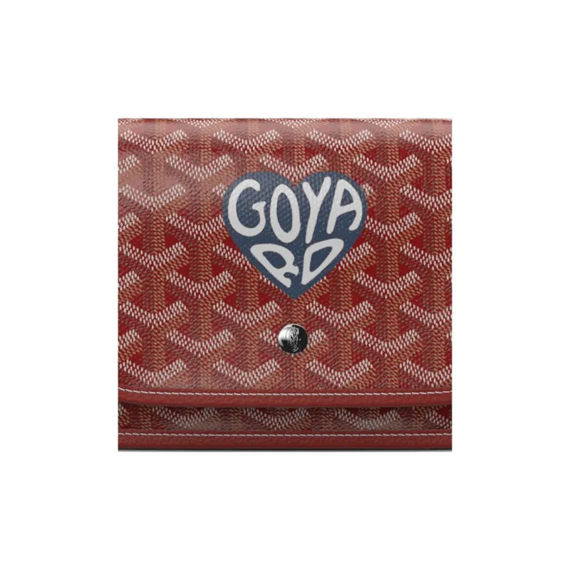 GOYARD Plumet Canvas With Leather Envelope Bag Crossbody Bag Shoulder Bag Small Size Unisex Red & Dark Blue Small Heart-5