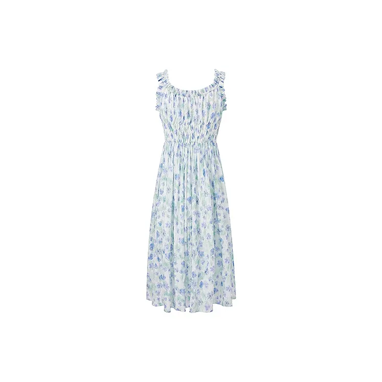 LEDIN Slip Dress Women's Blue Print-1