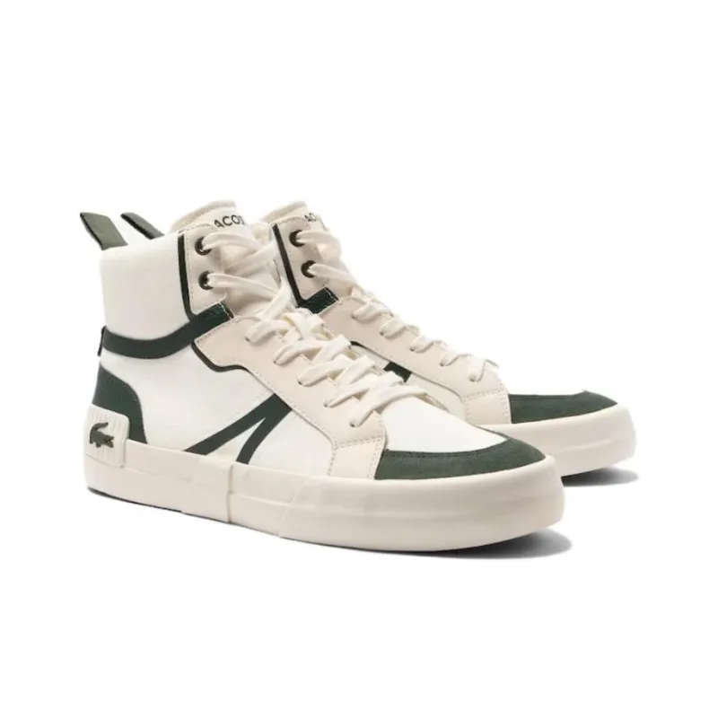 LACOSTE High Top Skateboard Shoes Men's White Green-1