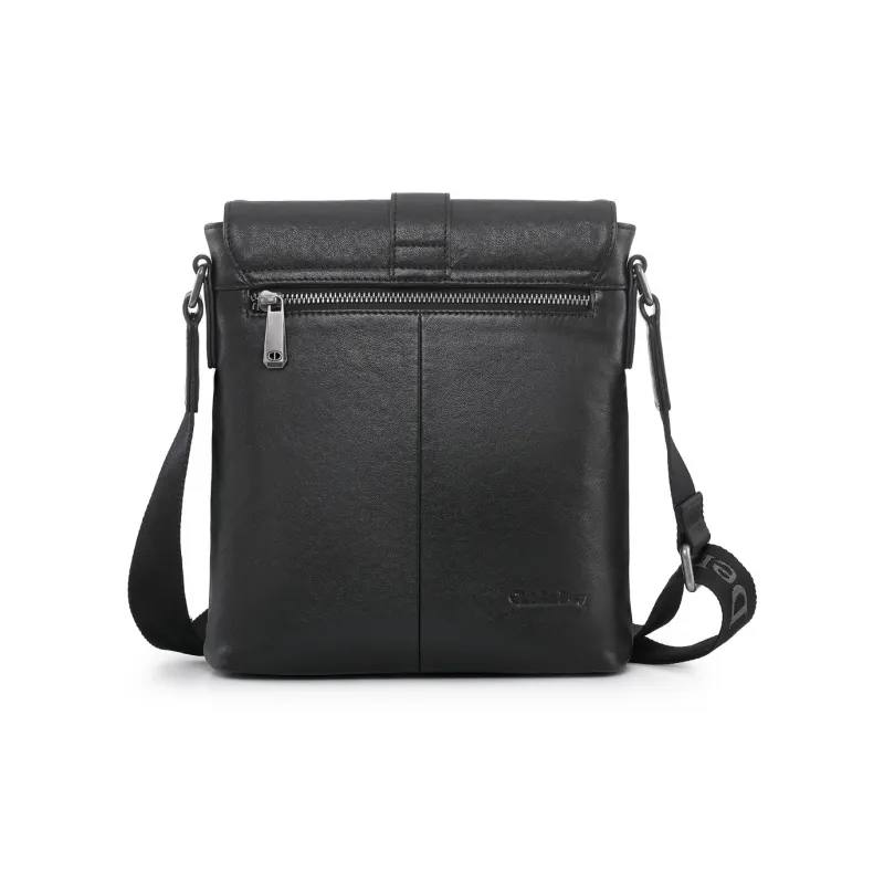 Chrisdien Deny Cow Leather Messenger Bag, Shoulder Bag Trumpets Men's Black-1