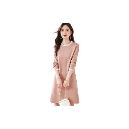 Still quiet Long-Sleeved Dresses Women's Pink