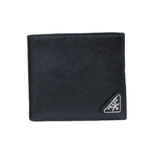 prada logo Calfskin Wallet Men's Black