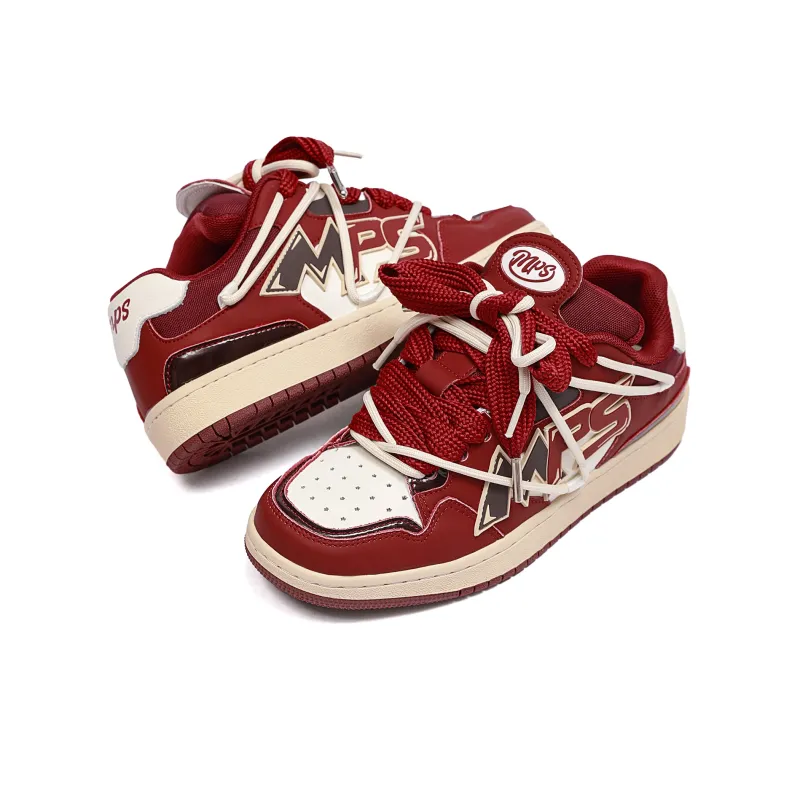 MR.PESIN Low Top Skateboard Shoes Unisex Burgundy-3