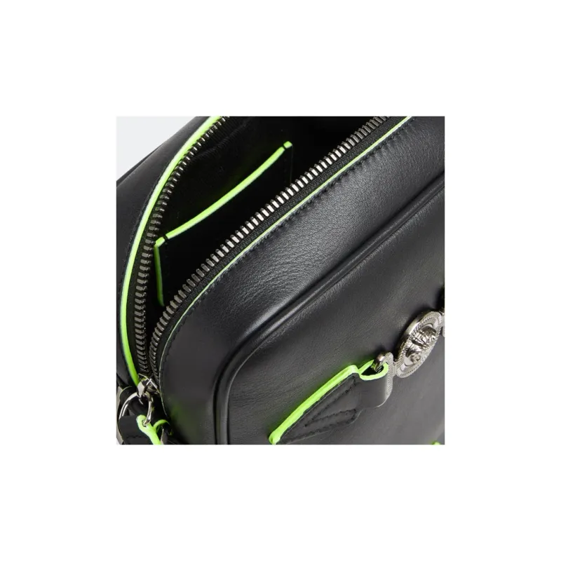 VERSACE Leather Shoulder Bag Crossbody Bag Regular Men's Black/Green-3