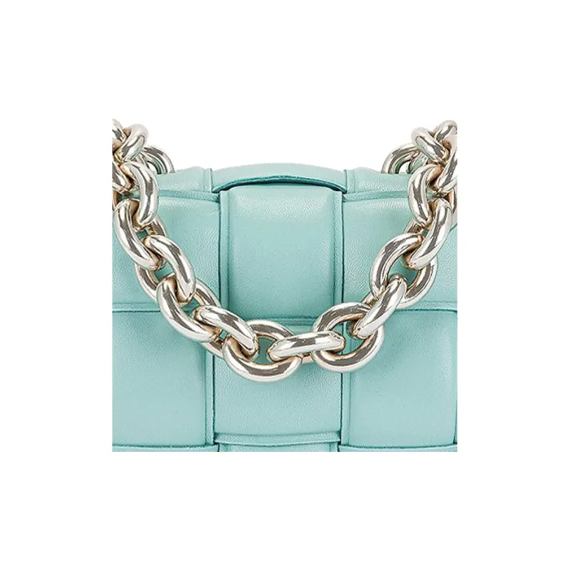 Bottega Veneta Chain Cassette Sheepskin Crossbody Bag Shoulder Bag Women's Mint-3