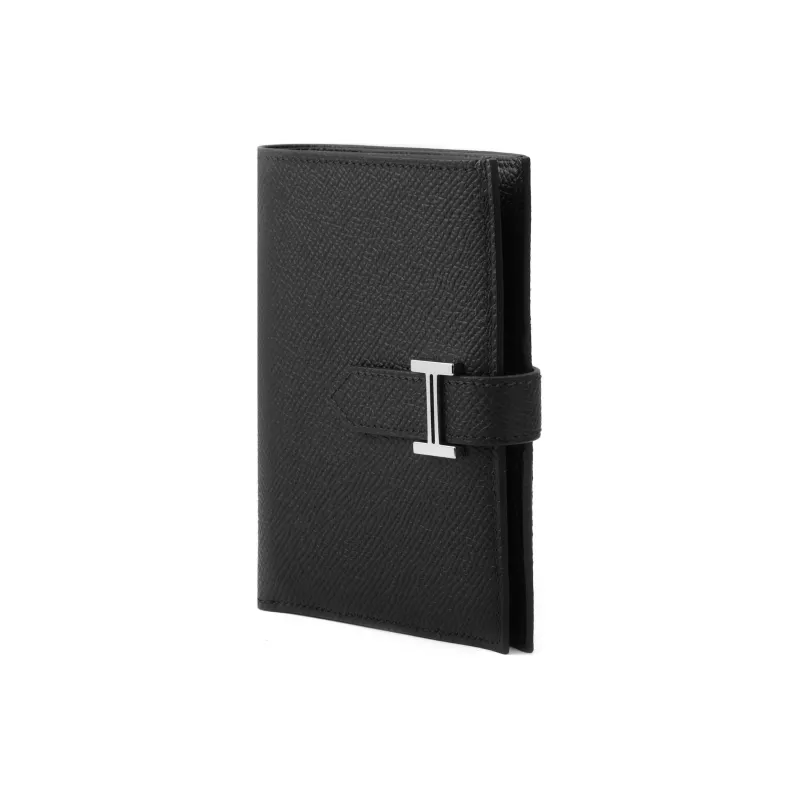 HERMES Bearn Epsom Calfskin Short Wallet Women's Noir Black-2