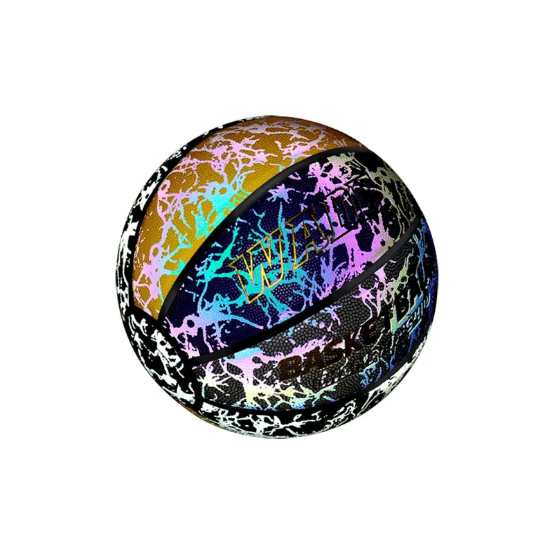 WADE PU Basketball Shimmering Square Yellow Purple Size 7 Reflective Training Unisex-1