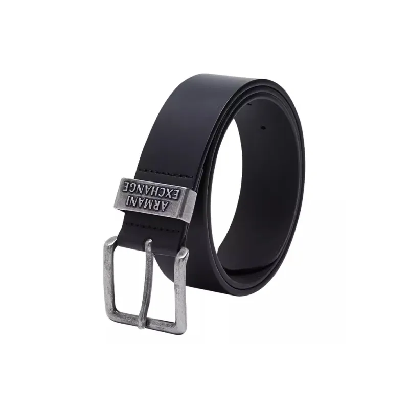 ARMANI EXCHANGEAE Split Cow Leather Belts Men's Black Width 4CM-1